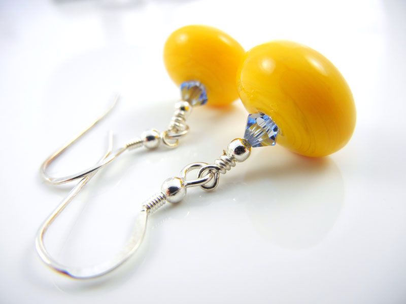 Yellow Glass Beaded Earrings - ZME036