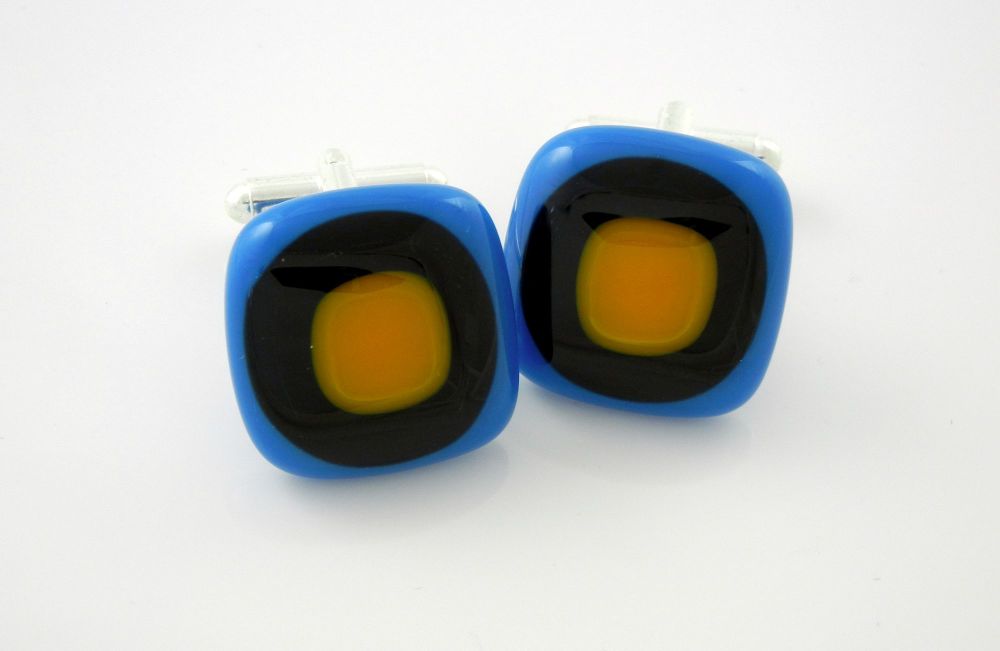 Blue/Orange Bullseye Cufflinks - CufZM026 