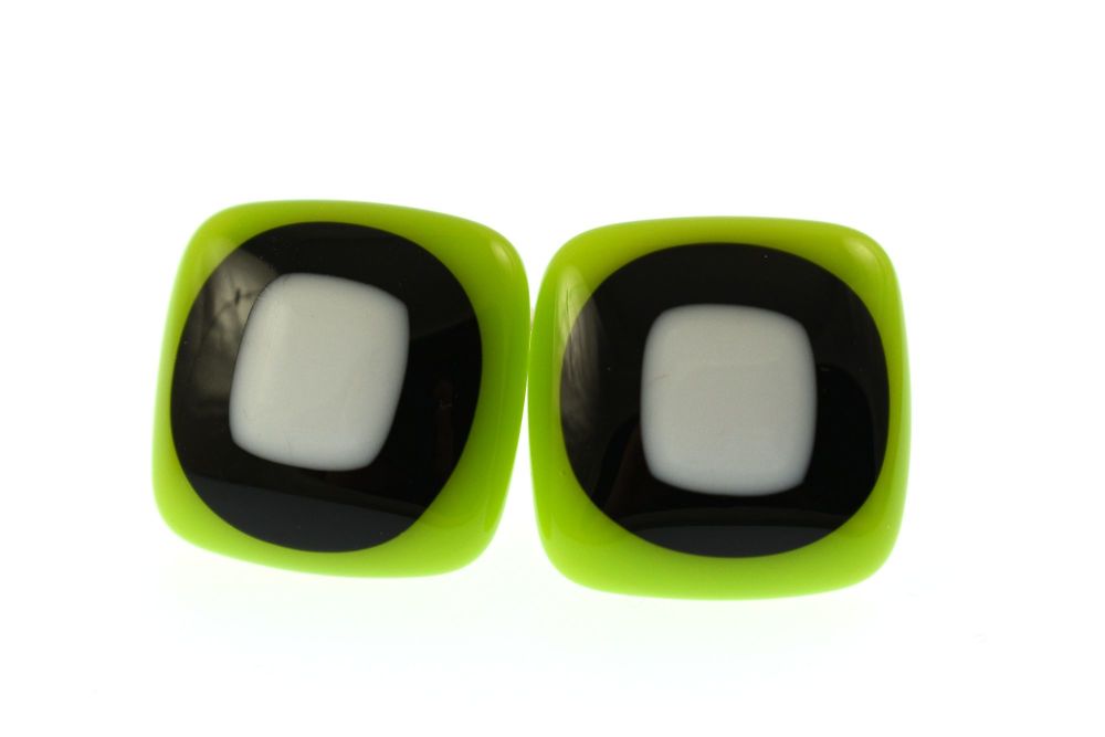 Green/White Bullseye Cufflinks - CufZM039