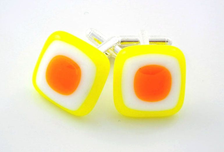 Yellow/Orange Cufflinks - CufZM035 - Retro Cufflinks Collection