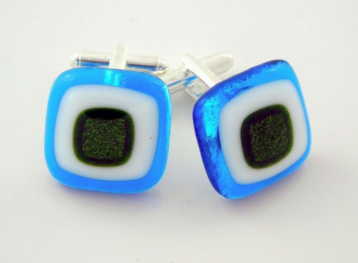 Transparent Blue Cufflinks - CufZM023 - Retro Cufflinks Collection