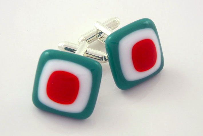 Teal Green Cufflinks - CufZM021 - Retro Cufflinks Collection