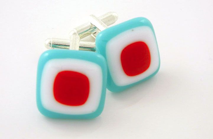 Light Turquoise Blue Cufflinks - CufZM034 - Retro Cufflinks Collection 