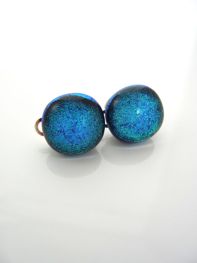 Blue Dichroic Clip-on Earrings - ZME033