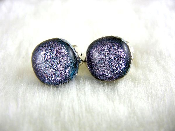 Silver Dichroic Clip-on Earrings - ZME032