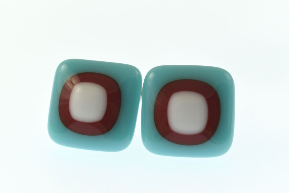 Light Turquoise Blue/Red/White Cufflinks - CufZM018 - Retro Cufflinks Collection