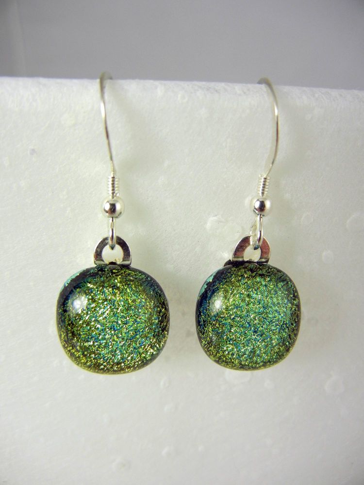 Gold/Green/Dichroic Earrings - ZME044