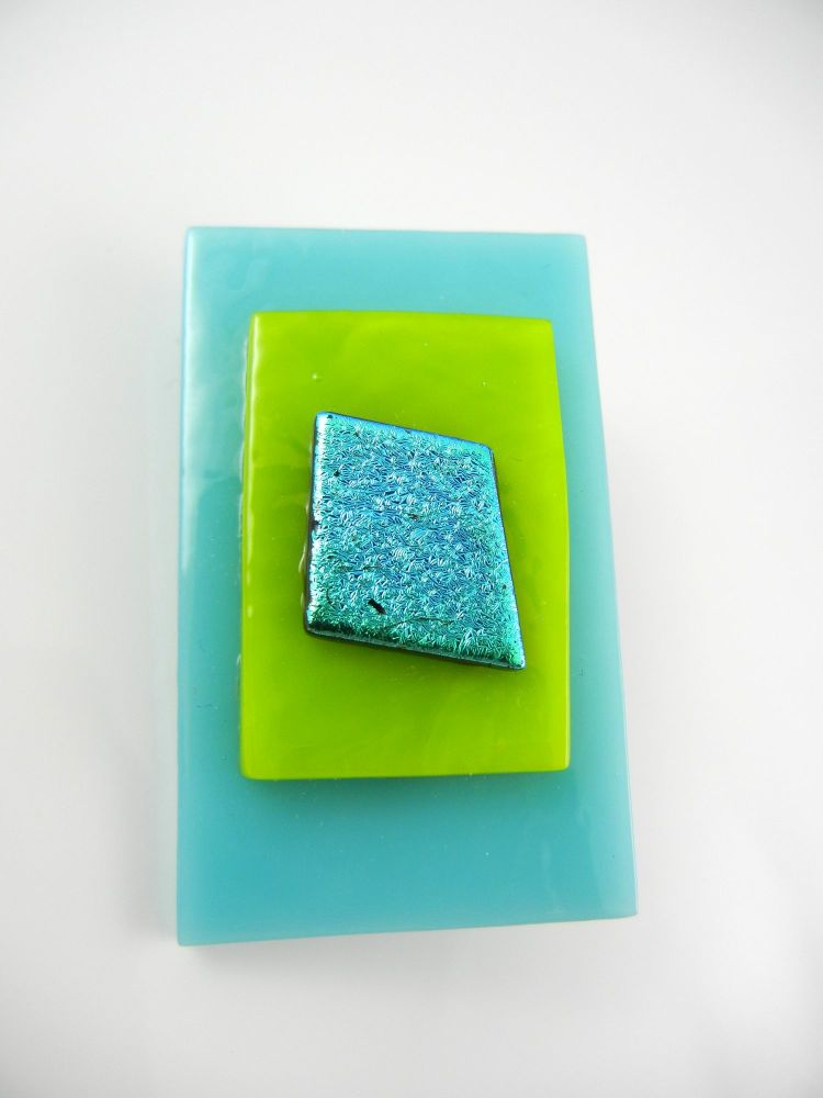 3D Cyan/Green/BlueDichroic Brooch - ZMBR006