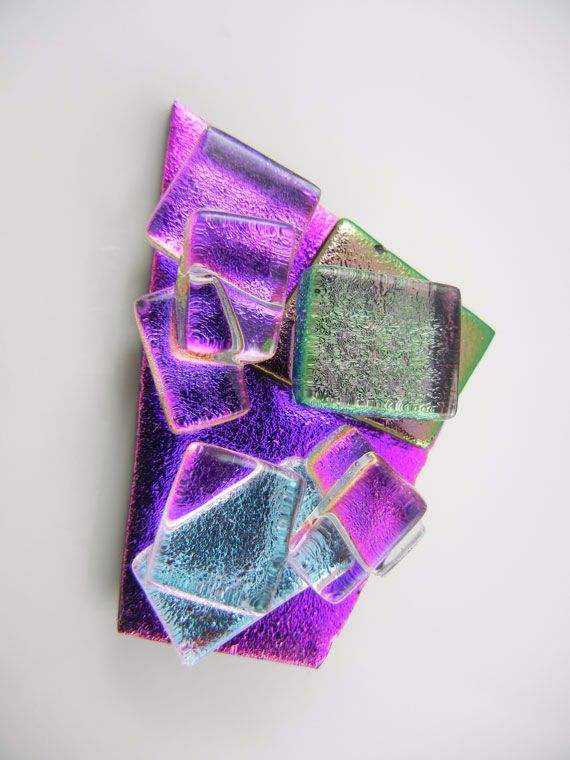 3D Purple/SilverDichroic Brooch - ZMBR005