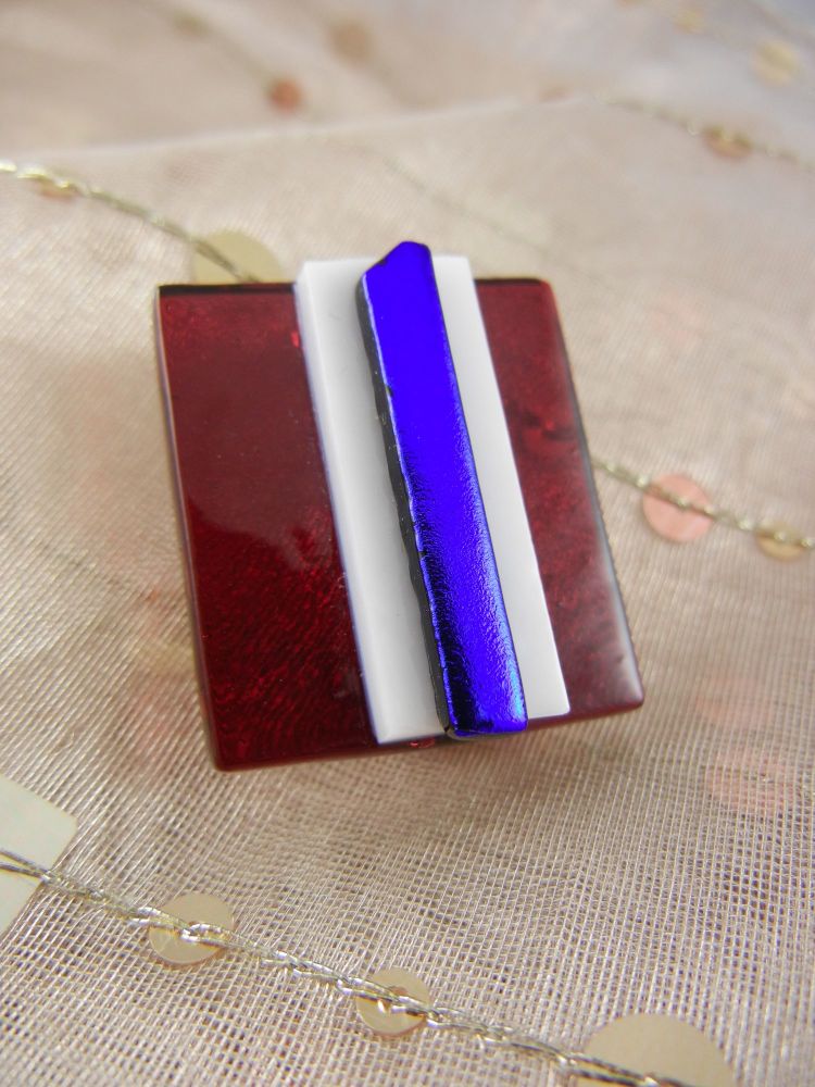 3D Red/White/Blue Dichroic Brooch - ZMBR009