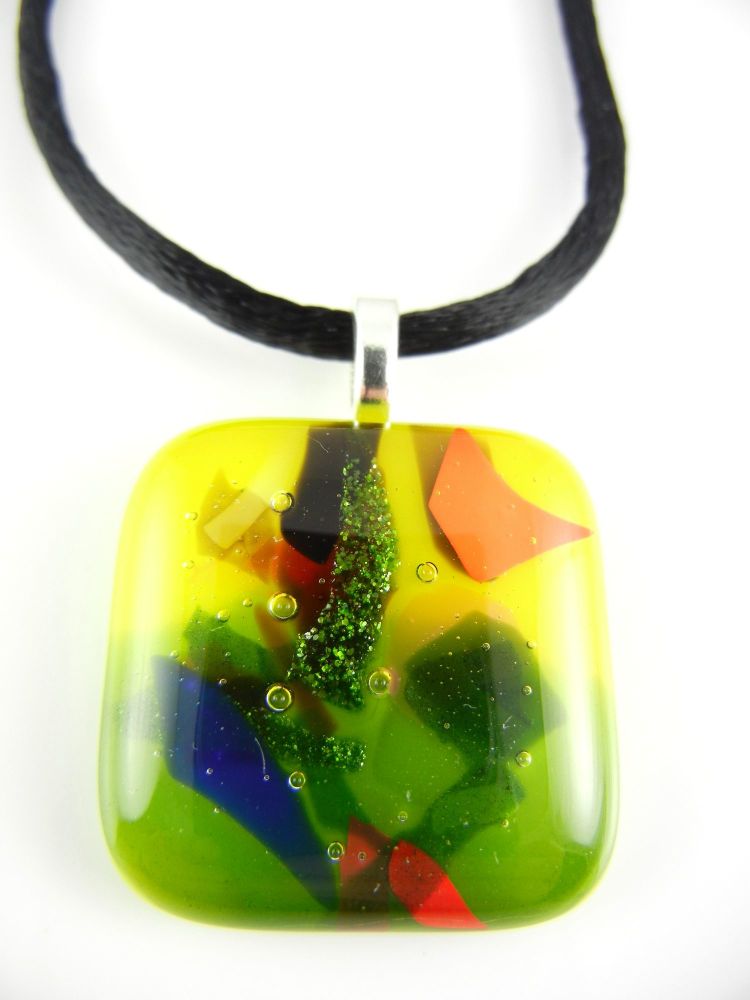 Yellow/Green Fused Glass Pendant - ZMP085 - Confetti Collection