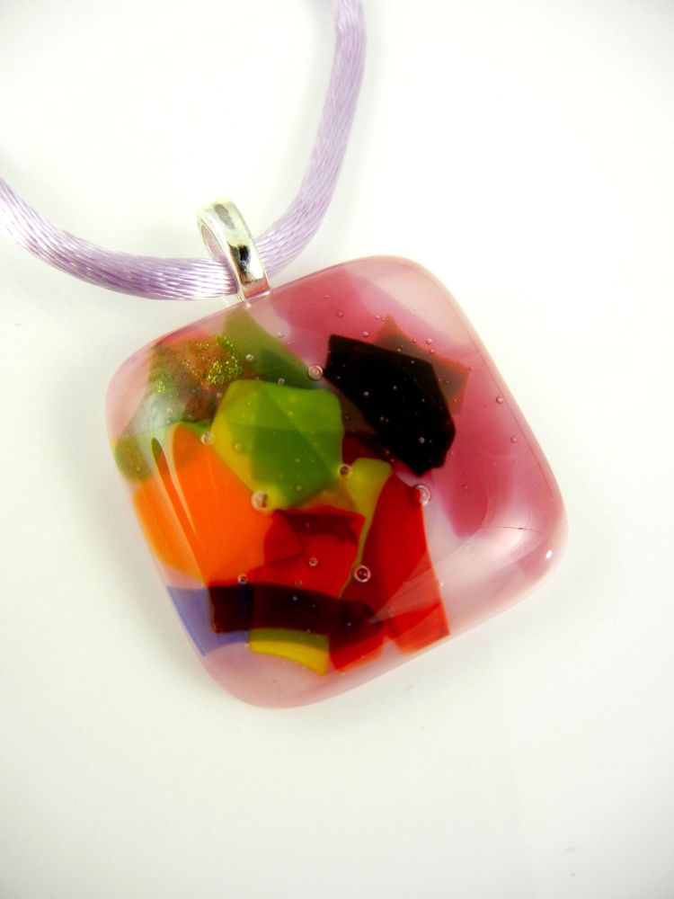 Pink Glass Pendant - ZMP089 - Confetti Collection