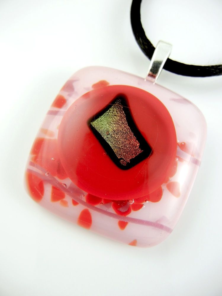Pink Fused Glass Pendant - ZMP143 - Iris Collection
