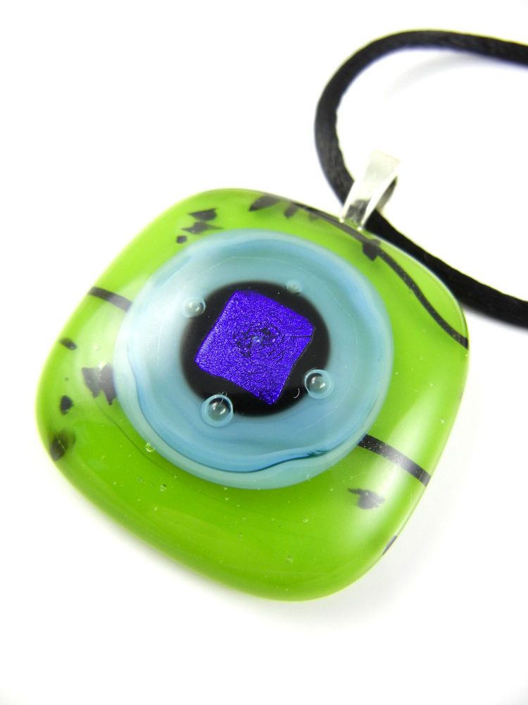 Green Fused Glass Pendant - ZMP123 - Iris Collection