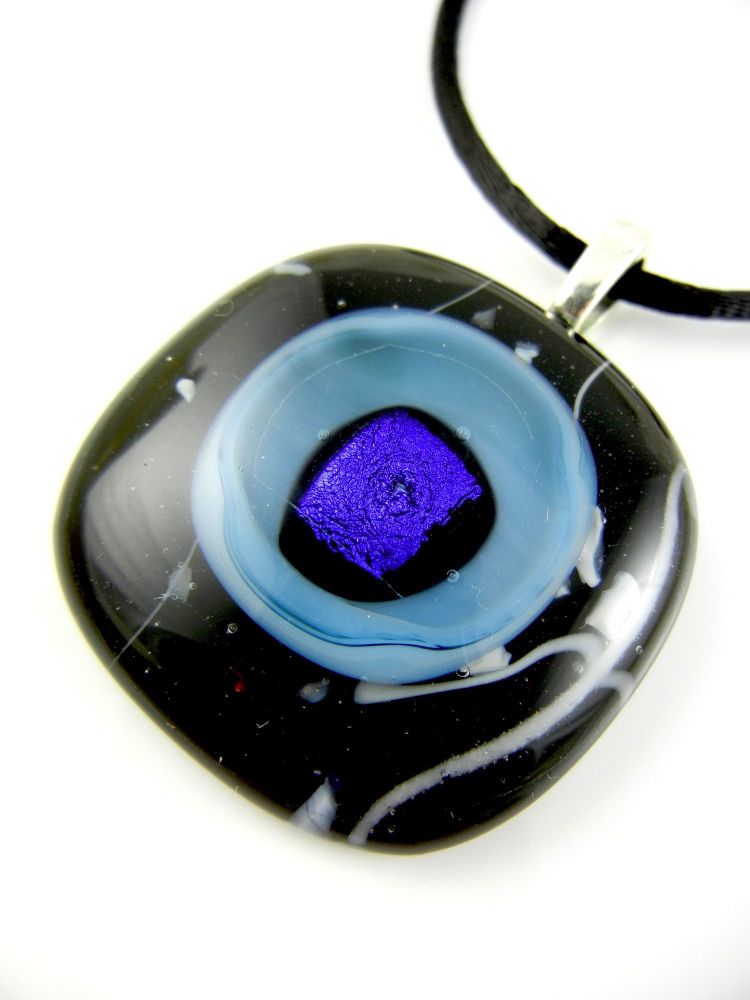 Black Fused Glass Pendant - ZMP144 - Iris Collection