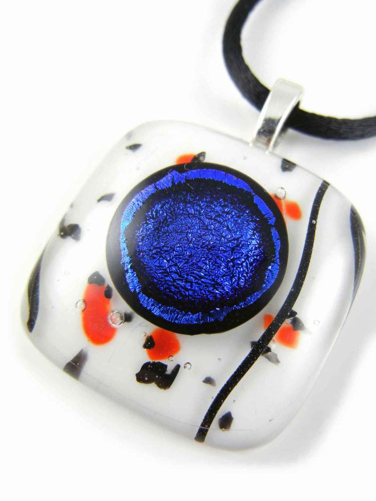 White Fused Glass Pendant - ZMP120 - Iris Collection