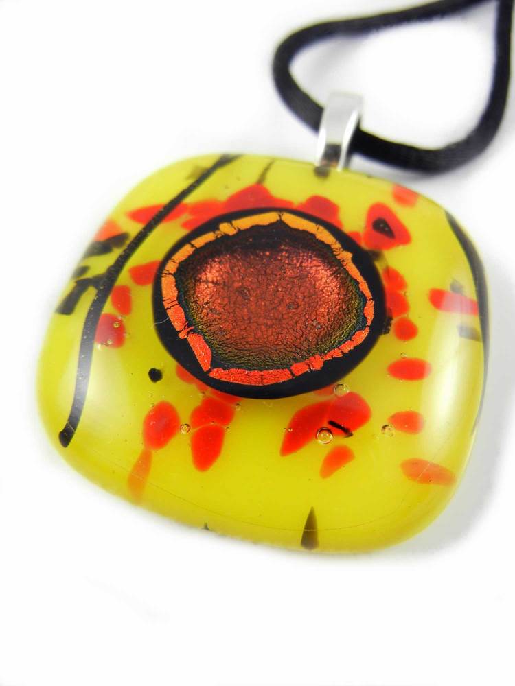 Yellow Fused Glass Pendant - ZMP122 - Iris Collection