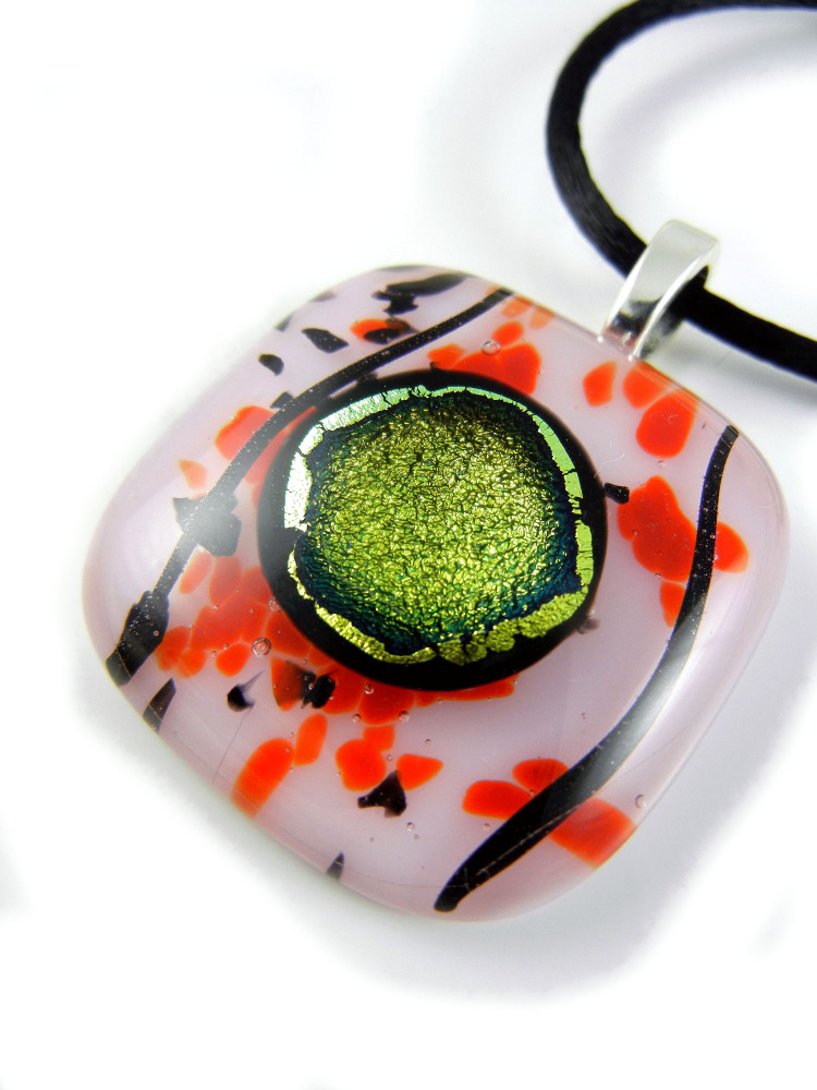 Pink Fused Glass Pendant - ZMP124 - Iris Collection - 