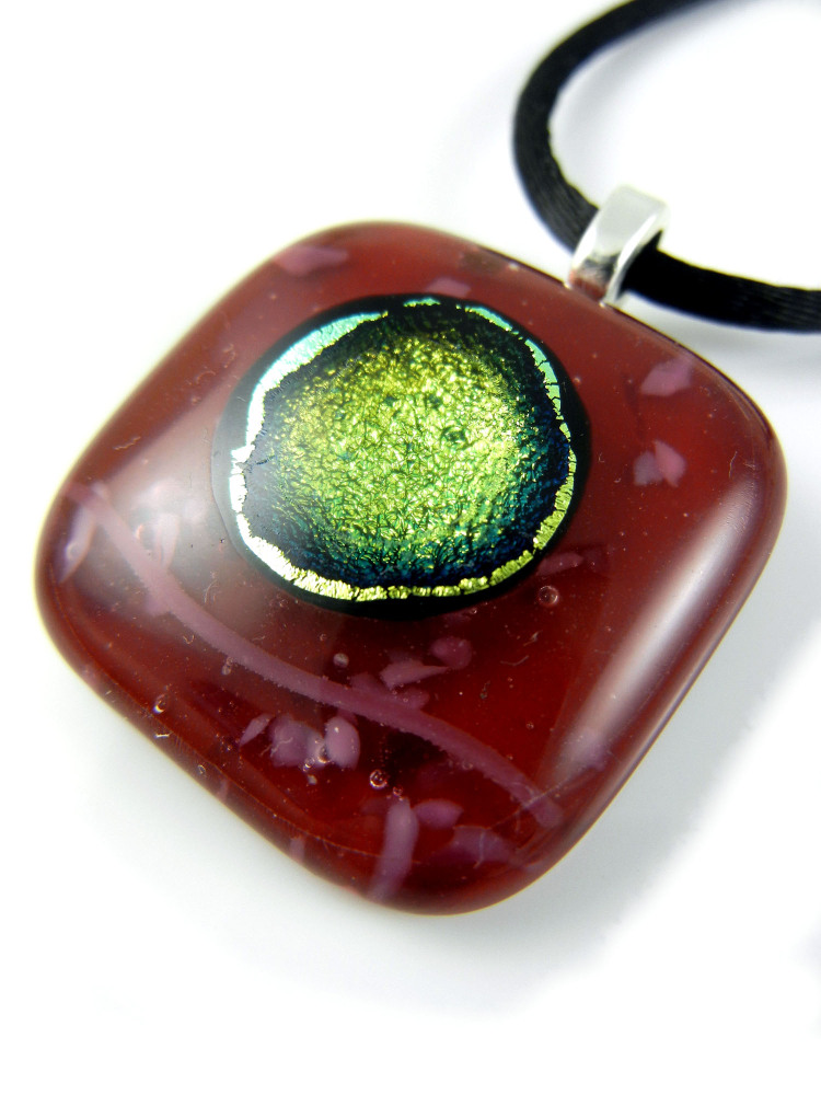 Red Fused Glass Pendant - ZMP121 - Iris Collection