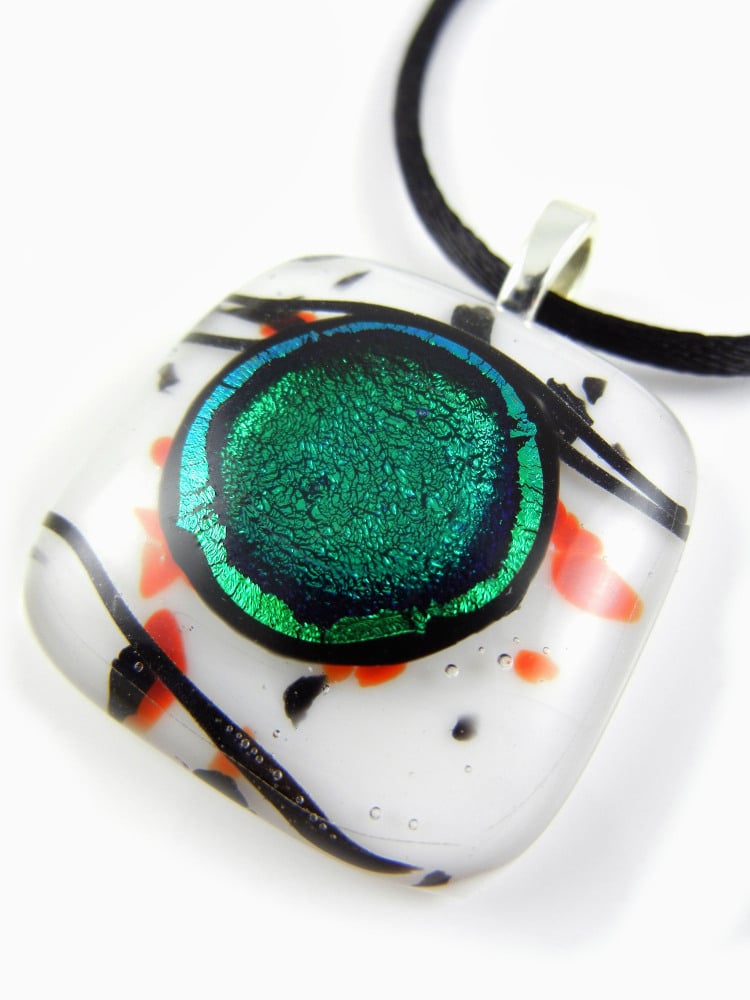 ZMP128 - Iris Collection - White Fused Glass Pendant