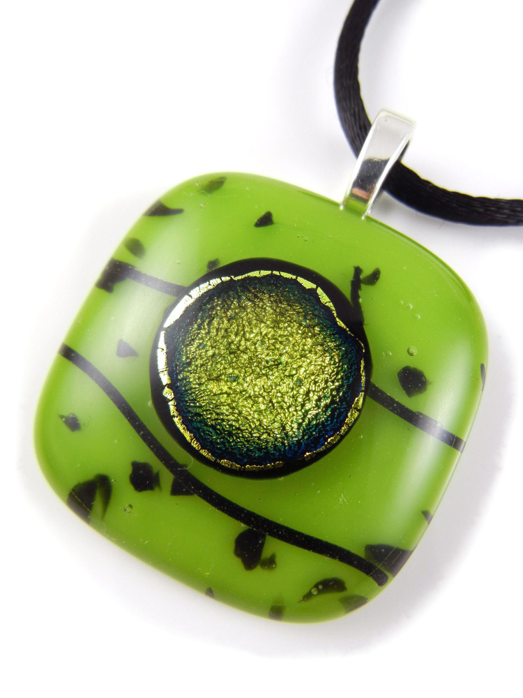 Green Fused Glass Pendant - ZMP130 - Iris Collection