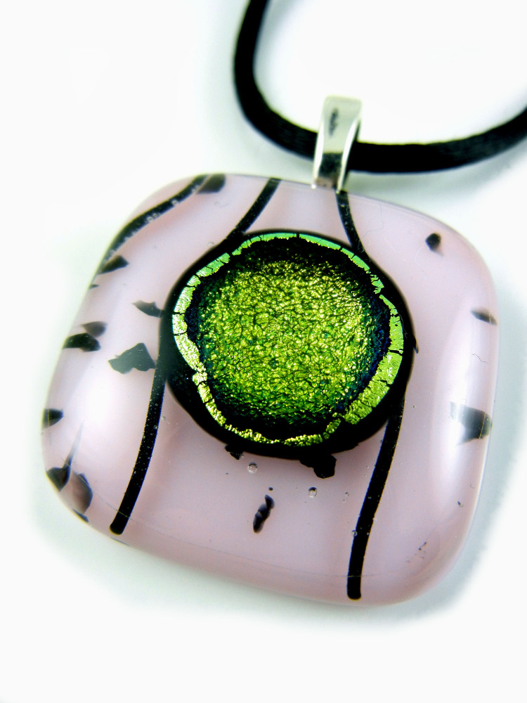 ZMP133 - Iris Collection - Pale Pink Fused Glass Pendant