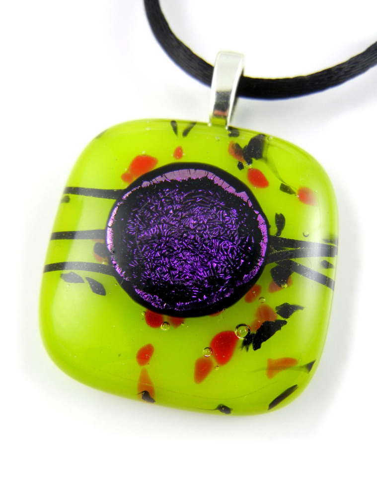 Green Fused Glass Pendant - ZMP134 - Iris Collection