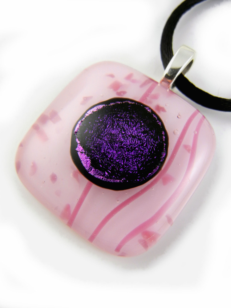 ZMP136 - Iris Collection - Pale Pink Fused Glass Pendant