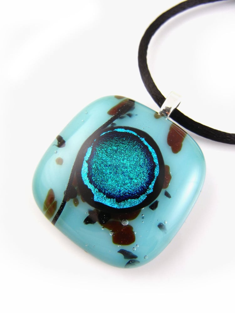 Aqua Fused Glass Pendant - ZMP138 - Iris Collection