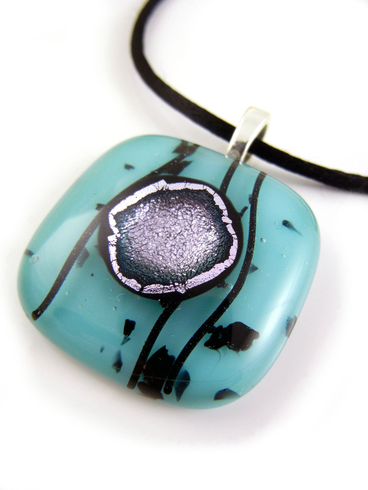 Aqua Fused Glass Pendant - ZMP142 - Iris Collection