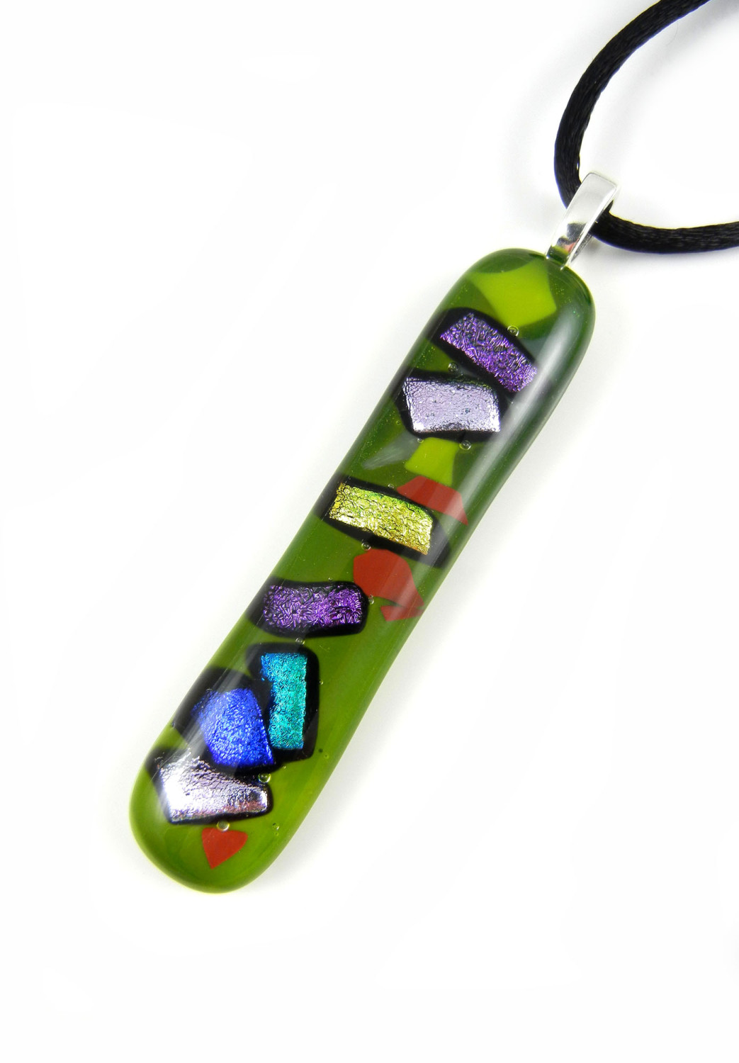 Green Craze Fused Glass Pendant - ZMP074 - Graffiti Collection