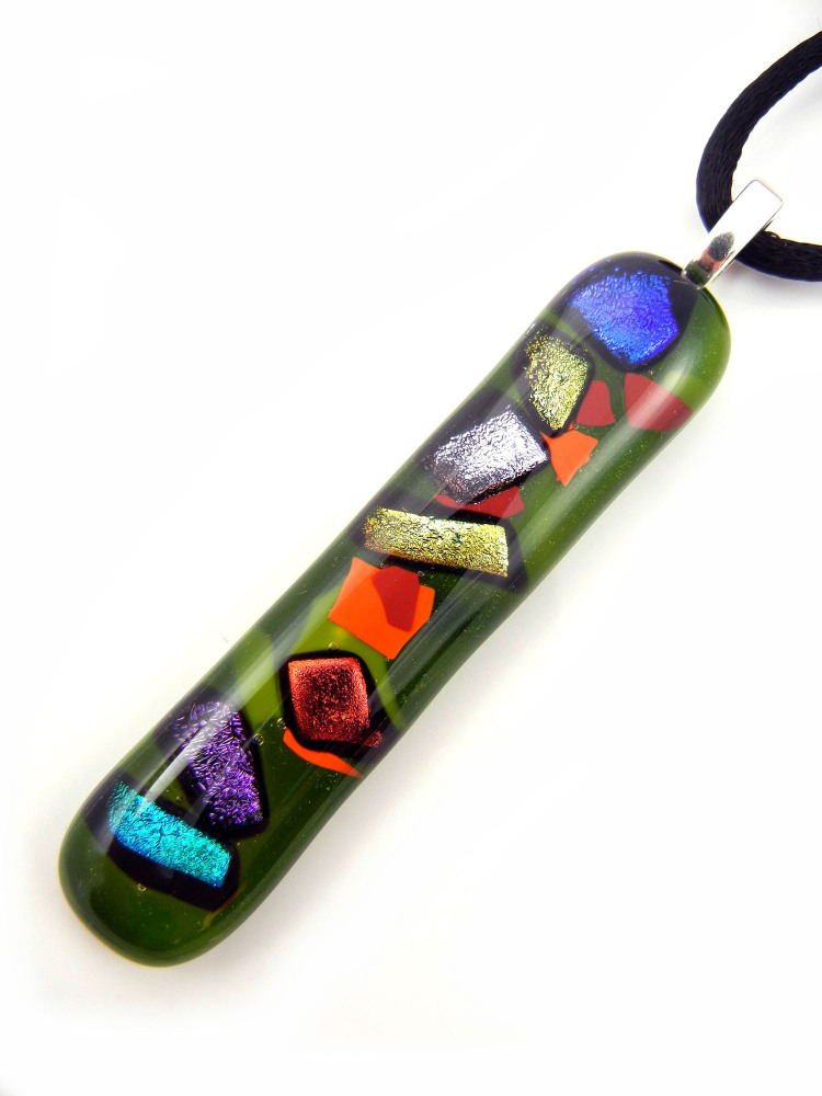 Green Craze Fused Glass Pendant - ZMP080 - Graffiti Collection  