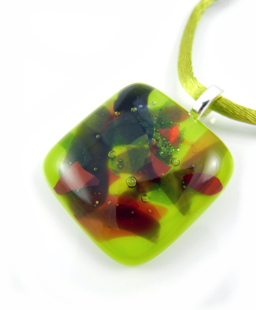 Green Fused Glass Pendant - ZMP093 - Confetti Collection