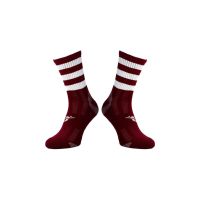 Maroon / White Midi Socks