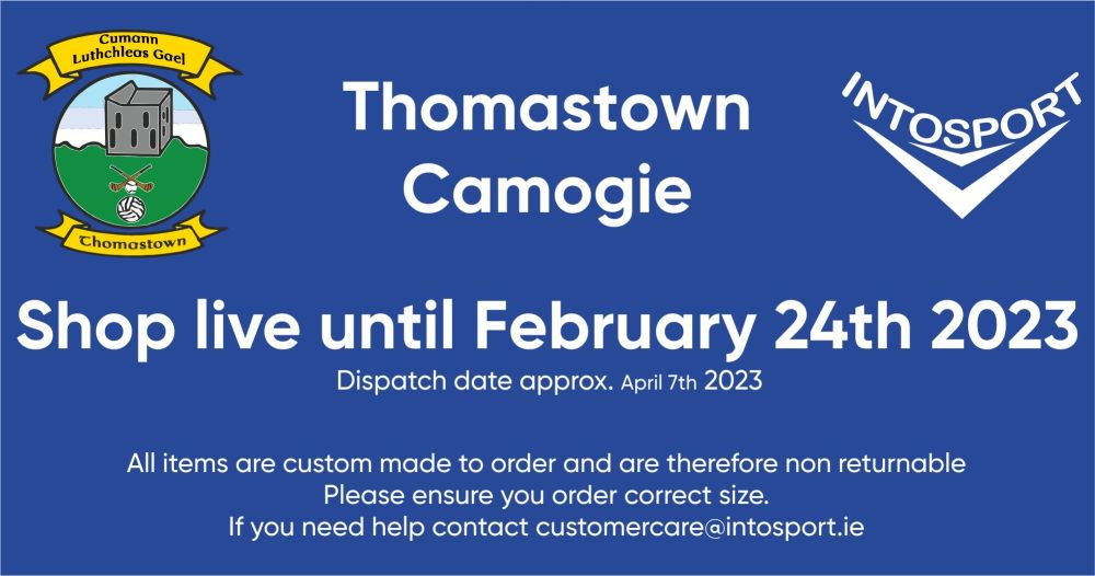 THOMASTOWN CAMOGIE - KILKENNY ONLINE SHOP 2022 header