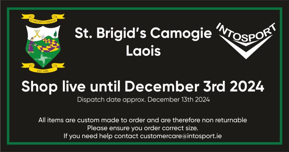 ST. BRIGIDS CAMOGIE - LAOIS ONLINE SHOP 2024 banner