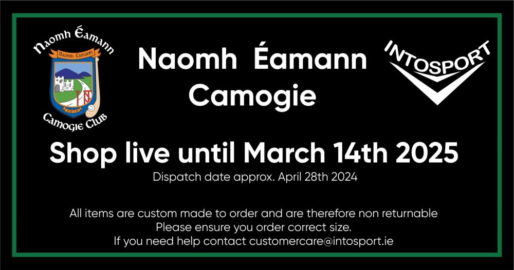 NAOMH &Eacute;AMANN CAMOGIE - ONLINE SHOP HEADER 2025
