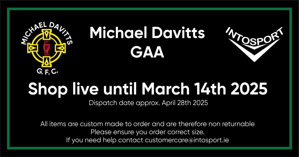 MICHAEL DAVITTS GAA - ONLINE SHOP LIVE 2025