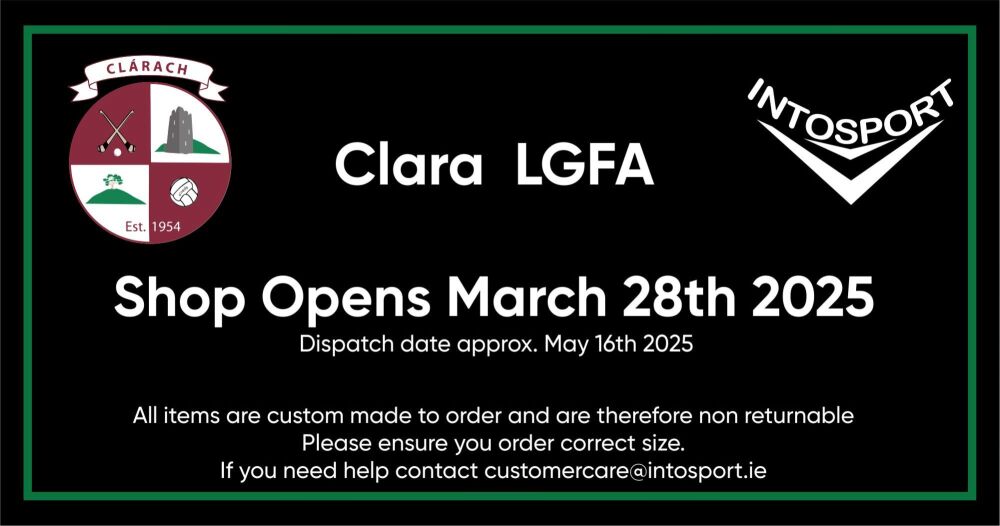 CLARA LGFC - KILKENNY ONLINESHOP header 2025