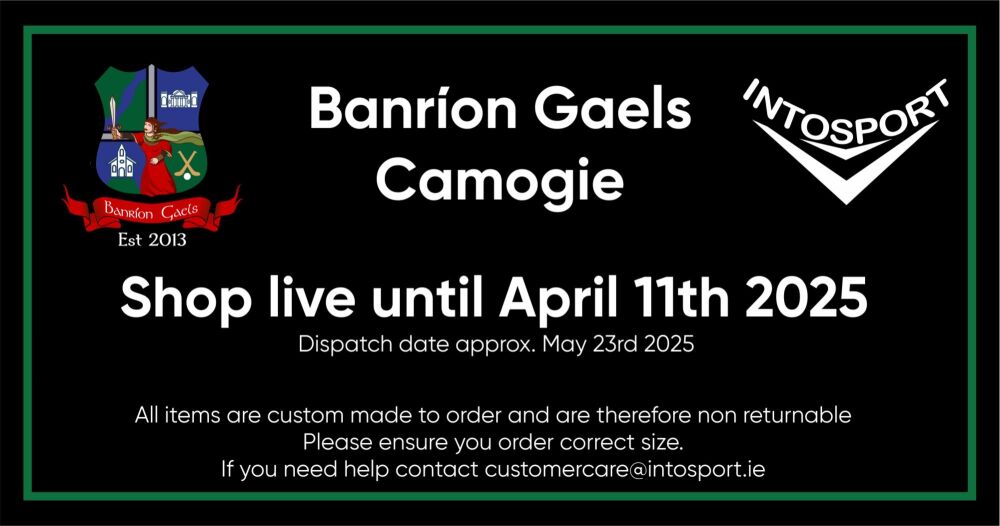 BANRION GAELS CAMOGIE - LAOIS - ONLINE SHOP HEADER 2025