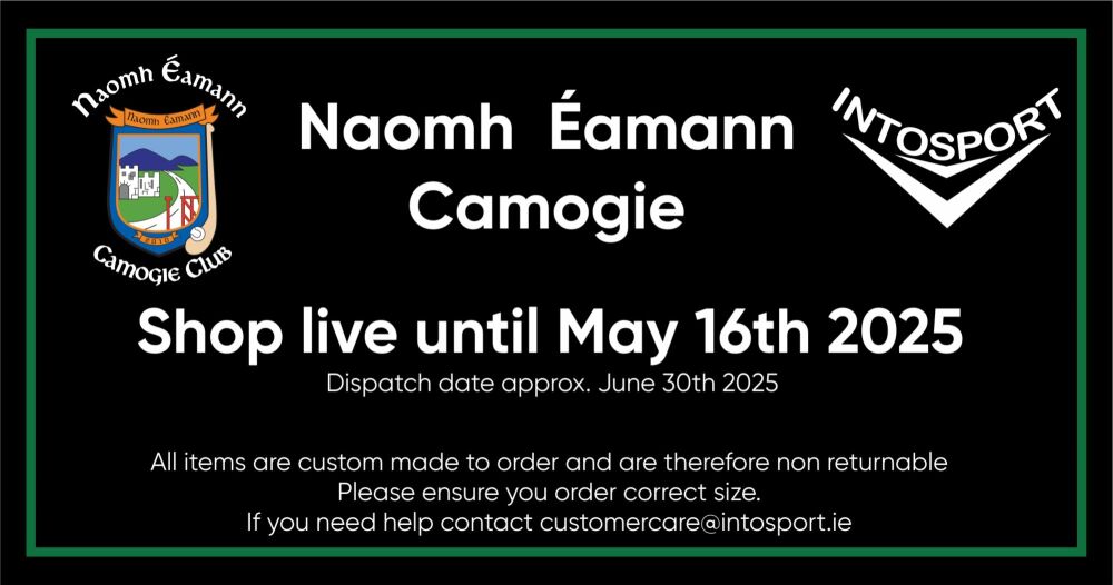 NAOMH &Eacute;AMANN CAMOGIE - ONLINE SHOP BUILD 2025 header