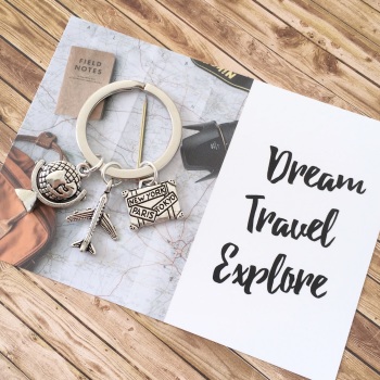 Dream, Travel, Explore Keyring
