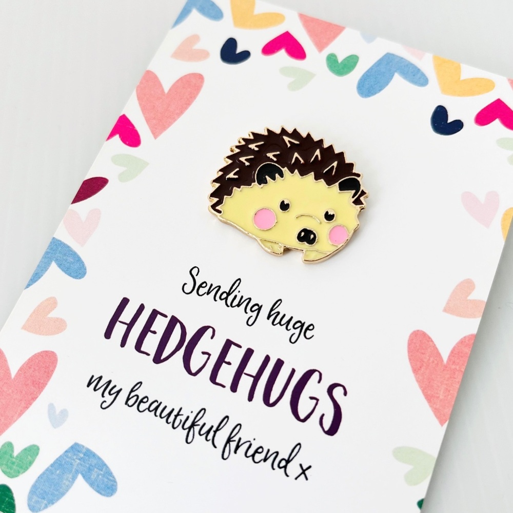 Hedgehog Sending Hugs Pin