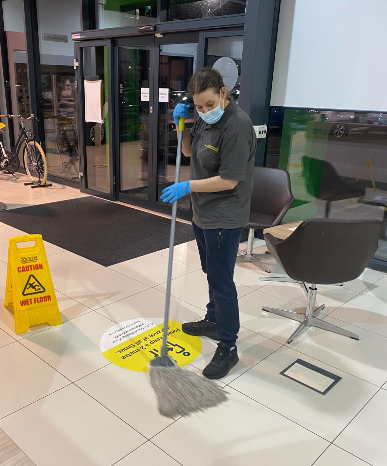 cleansweep-commercial-mopping-car-showroom-floor-Newark