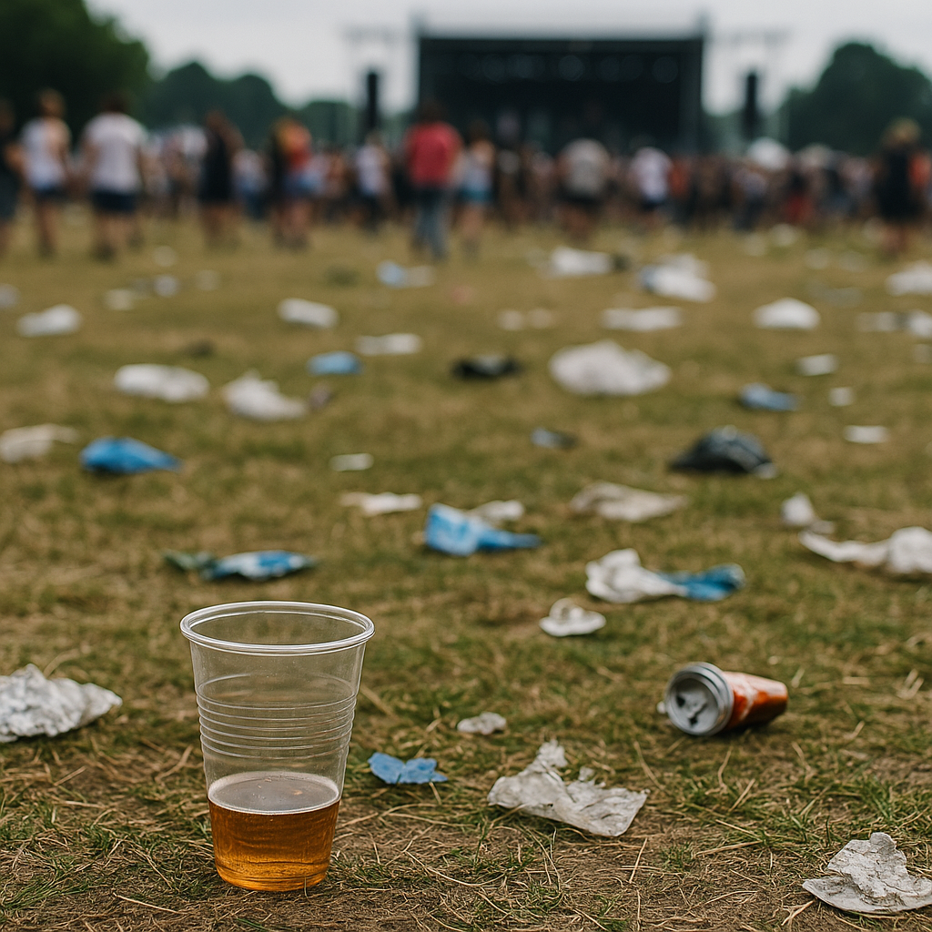 blog half full cup on ground next to litter