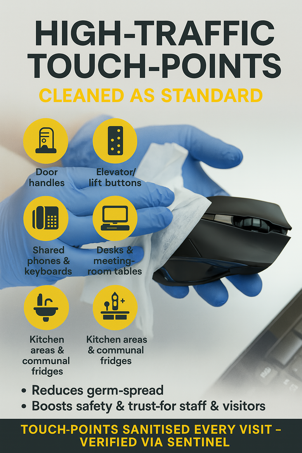 cleaning high touch point areas as standard 