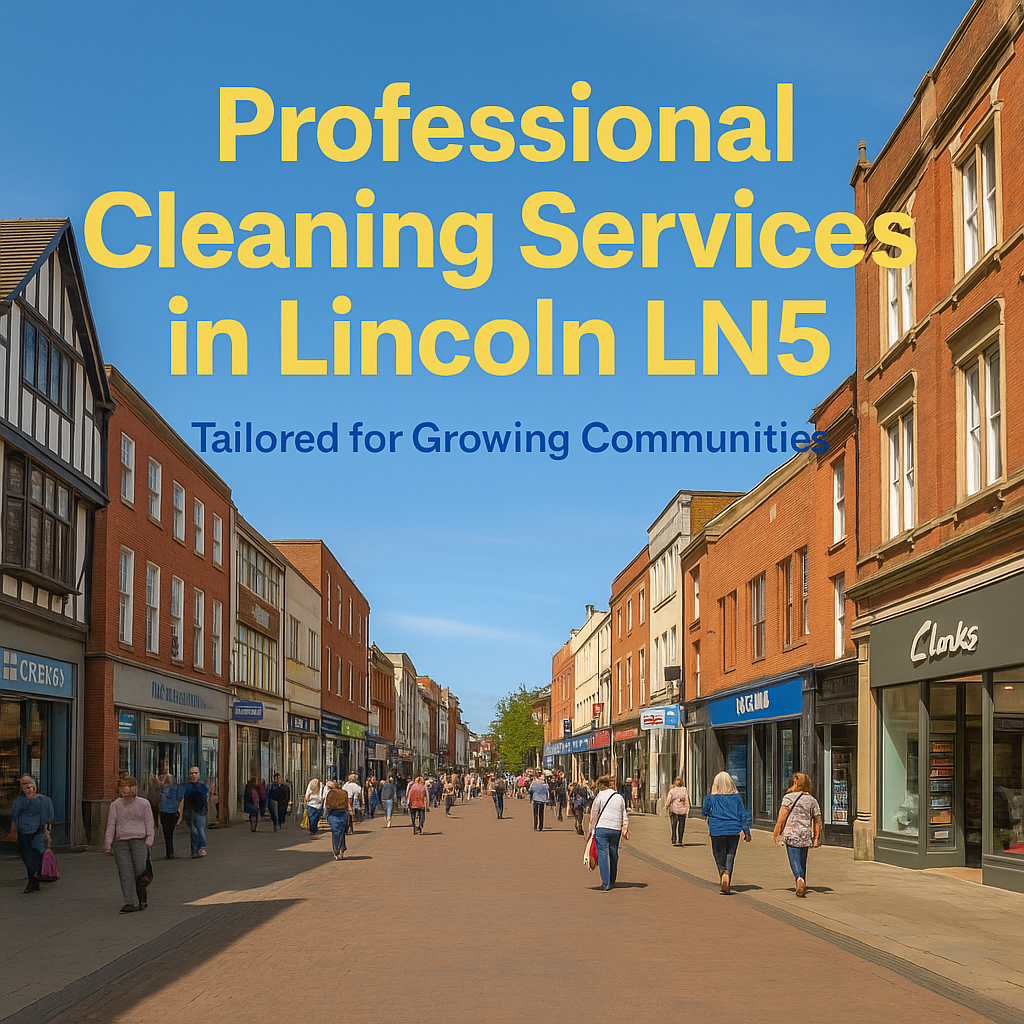 Lincoln High Street (LN5) with historic and modern shopfronts on a sunny da