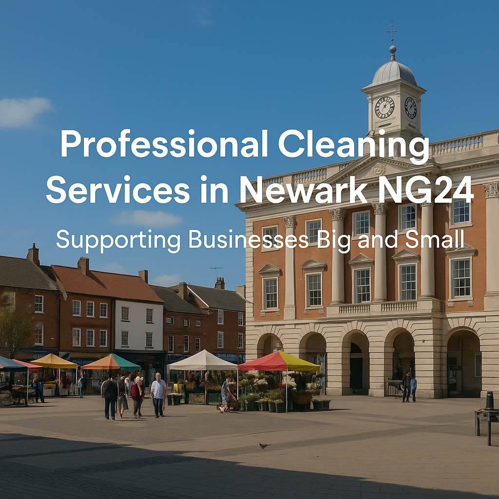 Newark Market Place and Town Hall in NG24 with historic architecture and bu