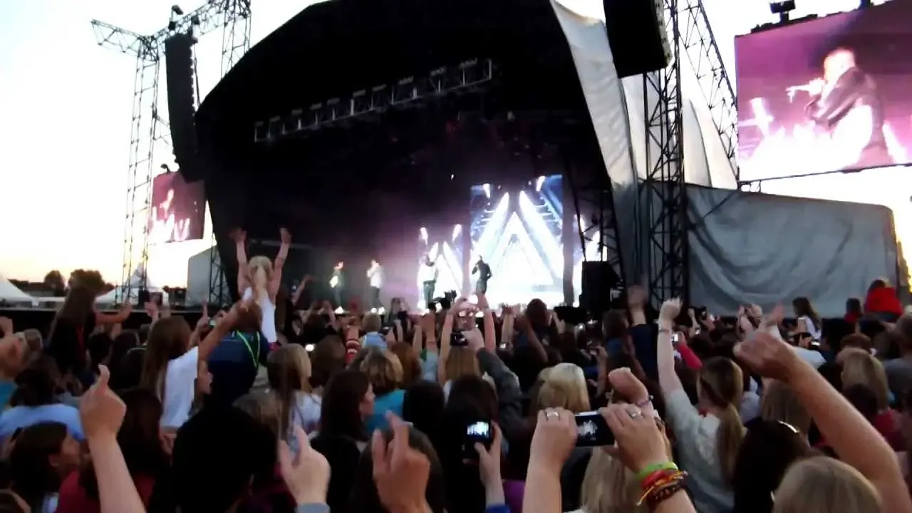 Crowd enjoying the JLS concert live at Lincolnshire Showground festival stage