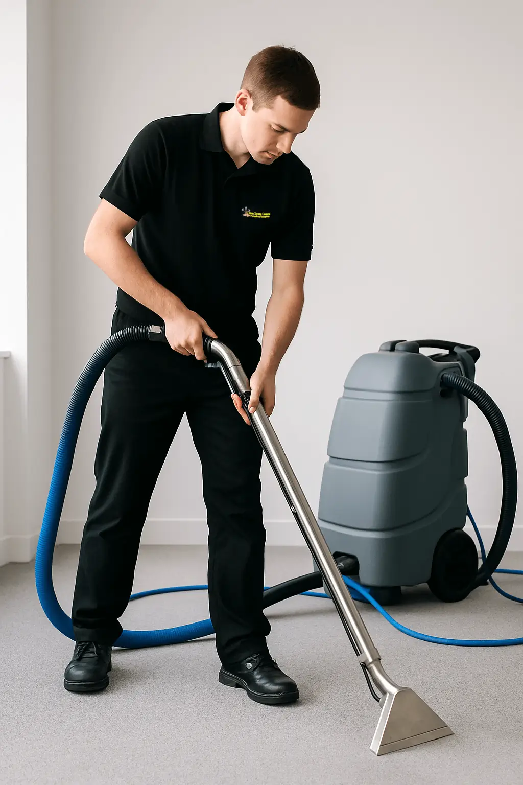 man cleaning carpet